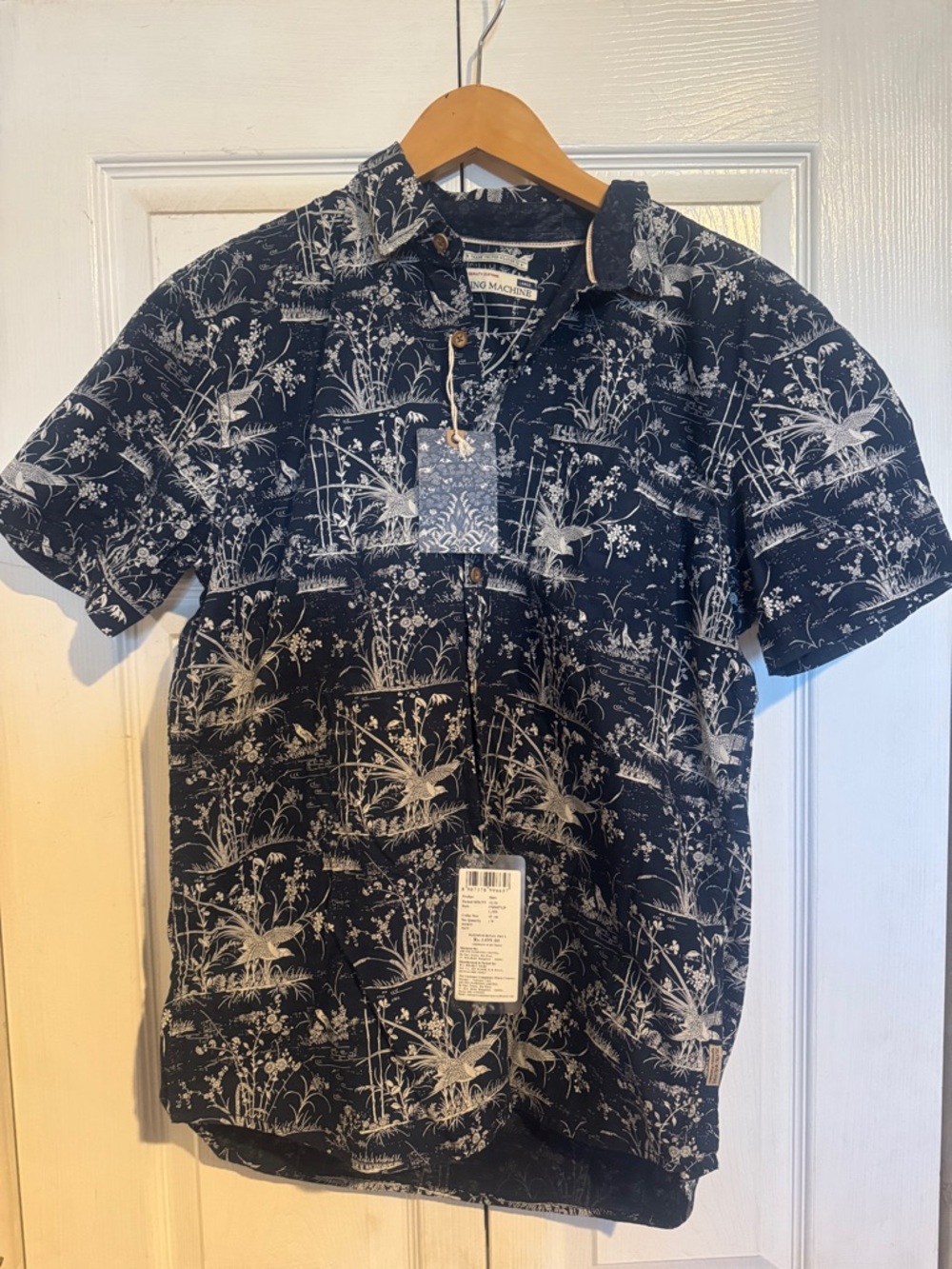 Flying Machine Navy & White Floral Short-Sleeve Button-Down Shirt
